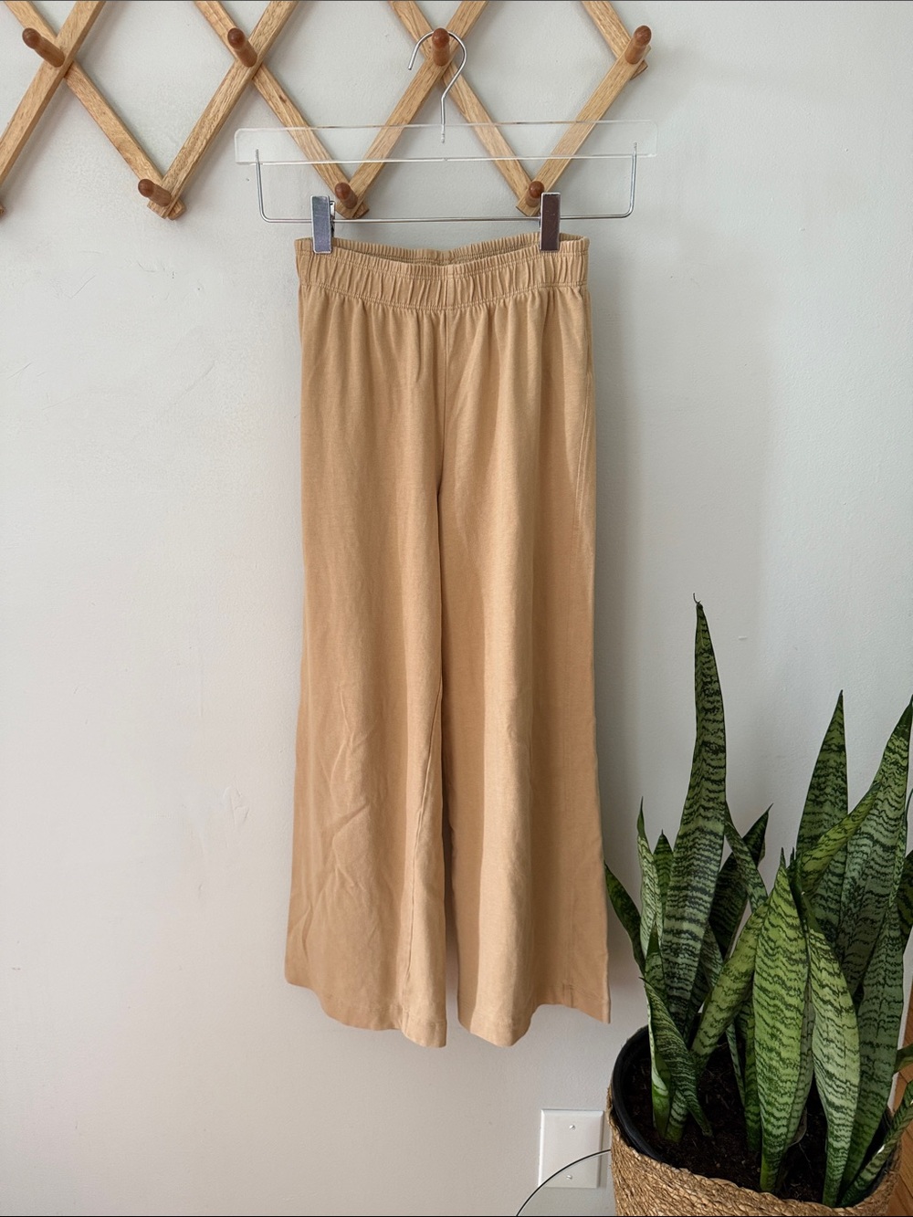 Zara Kids Girls Tan Wide Leg Pull On Pants 11/12 146cm